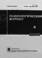 ПСИХОЛОГИЧЕСКИЙ ЖУРНАЛ РАН. № 6, ноябрь – декабрь 2003